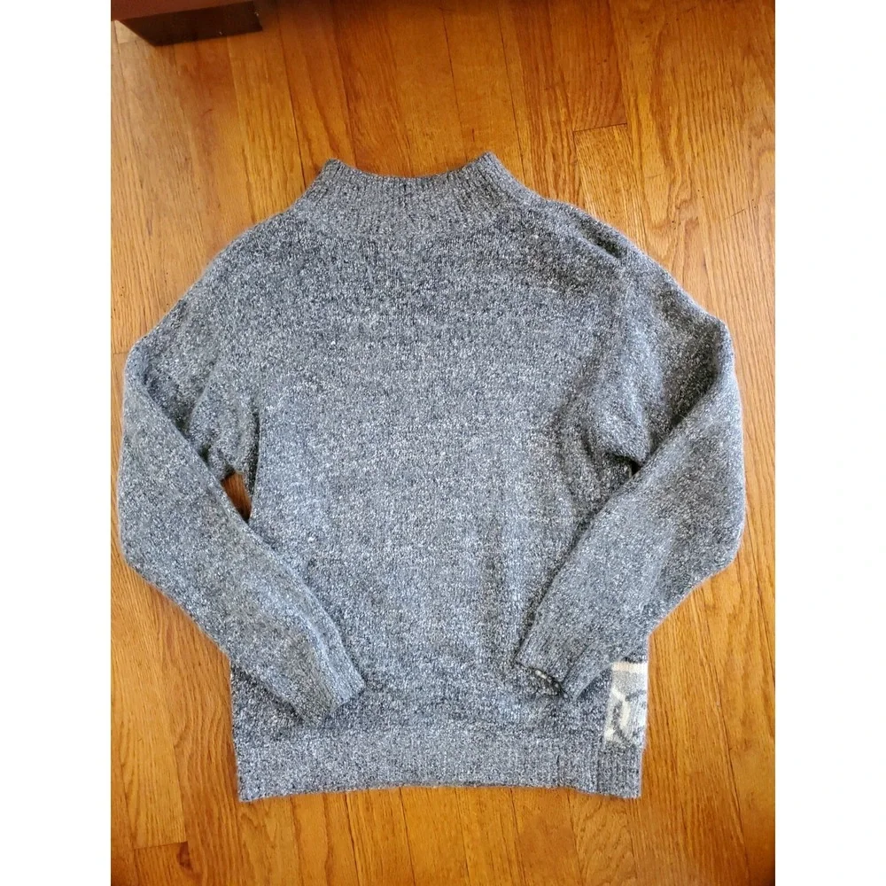 vintage petite sophisticate Silk Angora Lambswool‎ Knit Blue Womens Sweater Med